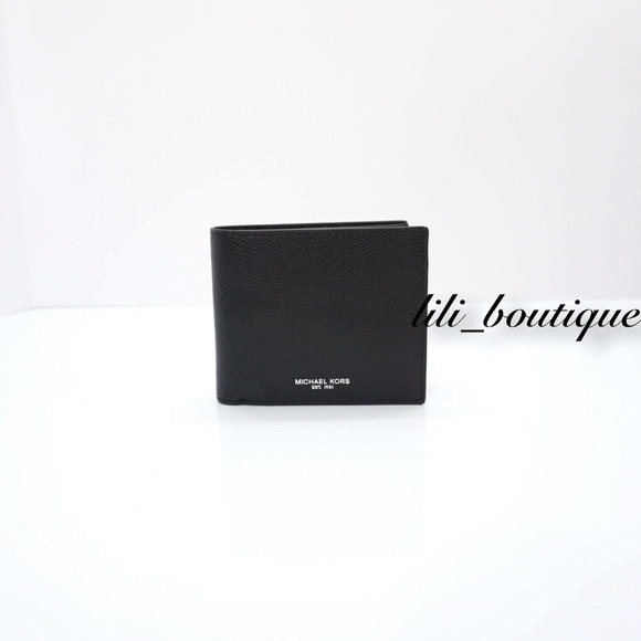 NWT Michael Kors Men's Warren Billfold Bifold Wallet Leather Black $118 No Box - Picture 1 of 7